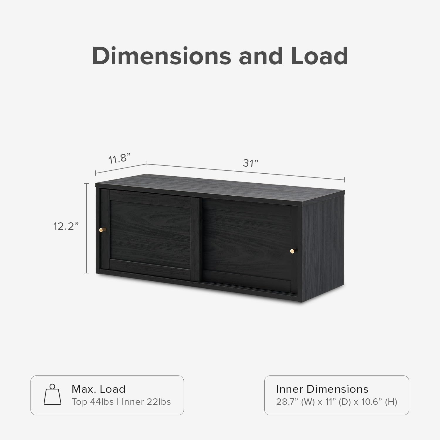 mopio Lauren Floating TV Shelf, Multi-Purpose Modular Under TV Display Shelf, Wall Mounted Wood Television Cabinet, Nightstand, Side Table, End Table, Bedside Shelves for Bedroom (Black, 31', Single)