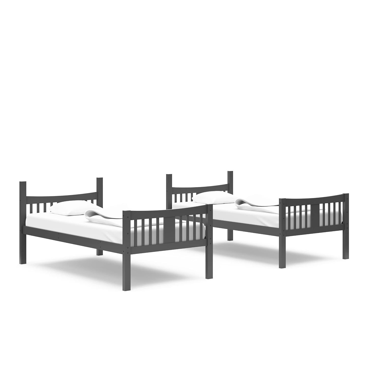 Storkcraft Caribou Bunk Bed Twin Over Twin Bunk Bed (Gray) - GREENGUARD Gold Certified, Twin Bunk Beds for Kids, Converts to 2 Individual Twin Beds, Bunk Beds for Kids