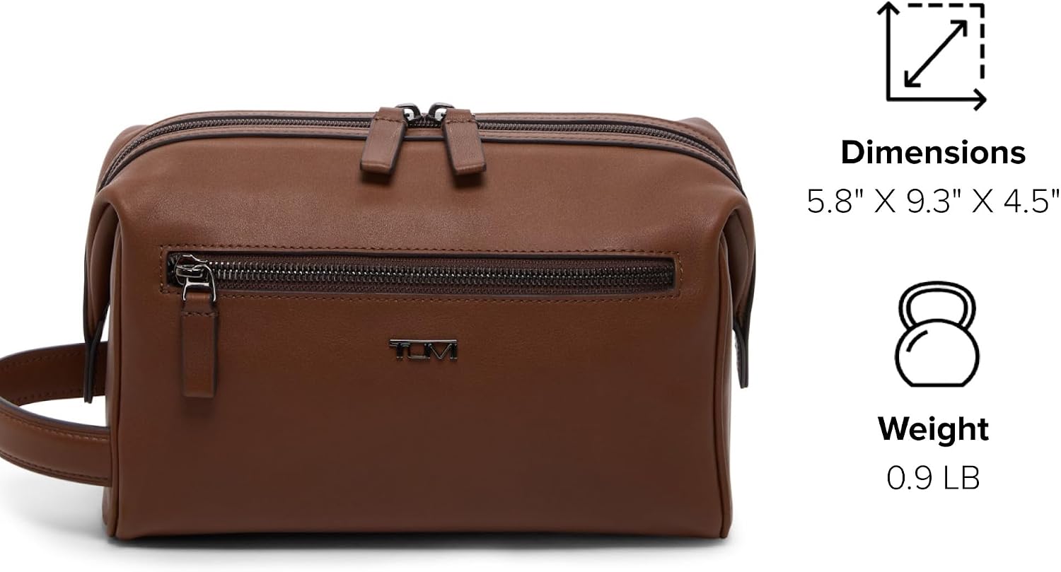 TUMI - Travel Accessories Dopp Kit - Men's Travel Essentials Framed Toiletry Bag - Cognac Leather