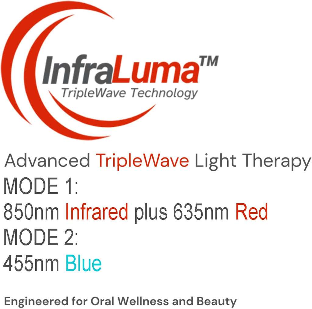 InfraLuma 850nm Infrared Gum Light (Near Infrared Light + Red) and Blue Light Device for Teeth & Gums, Oral Care Teeth Whitening Accelerator & Gum Support Mouthpiece by Starlite Smile