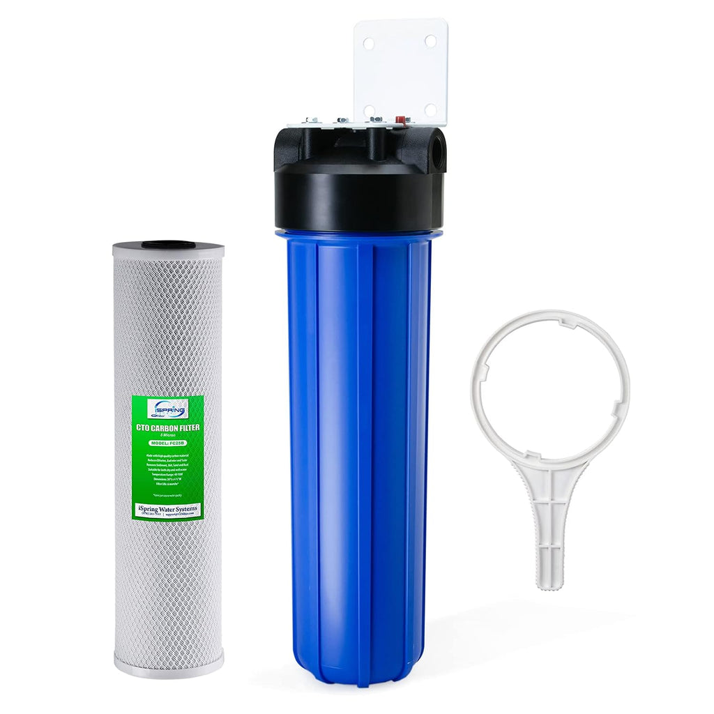 iSpring WGB12B 1-Stage Whole House Water Filtration System w/ 20' x 4.5' Carbon Block Filter - Reduces up to 99% Chlorine