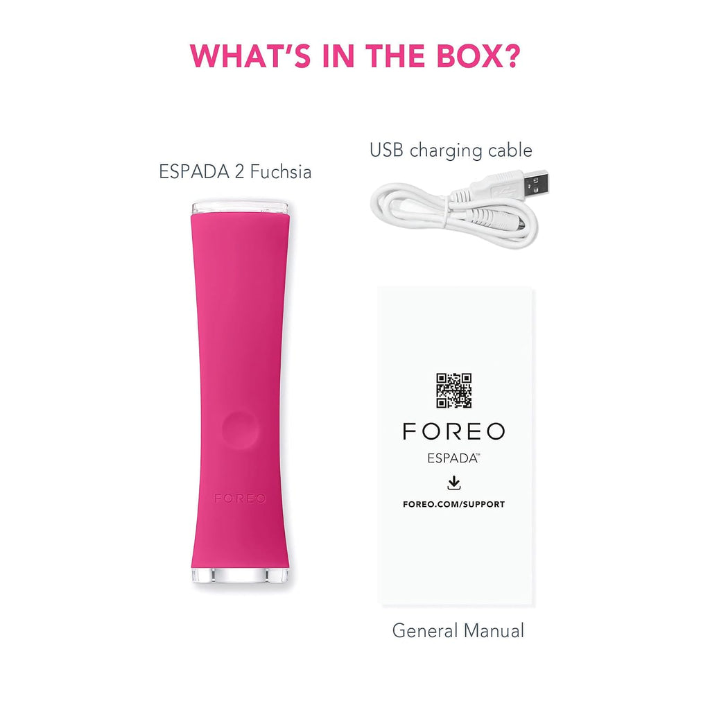 FOREO ESPADA 2 LED Light Device - Blemish Treatment Skincare Device - Medical-grade Silicone - Scar Treatment for Face - Pimple & Blemish Removal - FDA cleared - Fuchsia