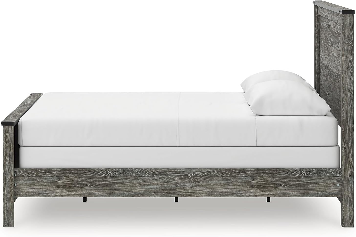 Signature Design by Ashley Frandern Industrial Panel Bed with Nailhead Accents, Foundation or Box Spring Needed, Queen, Gray