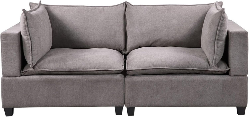 Daesar 2 Piece Couch Set, Wood Frame, Light Grey Fabric Loveseat Sofa Living Room Set Furniture for Small Space, Bedroom, Studio, Apartment