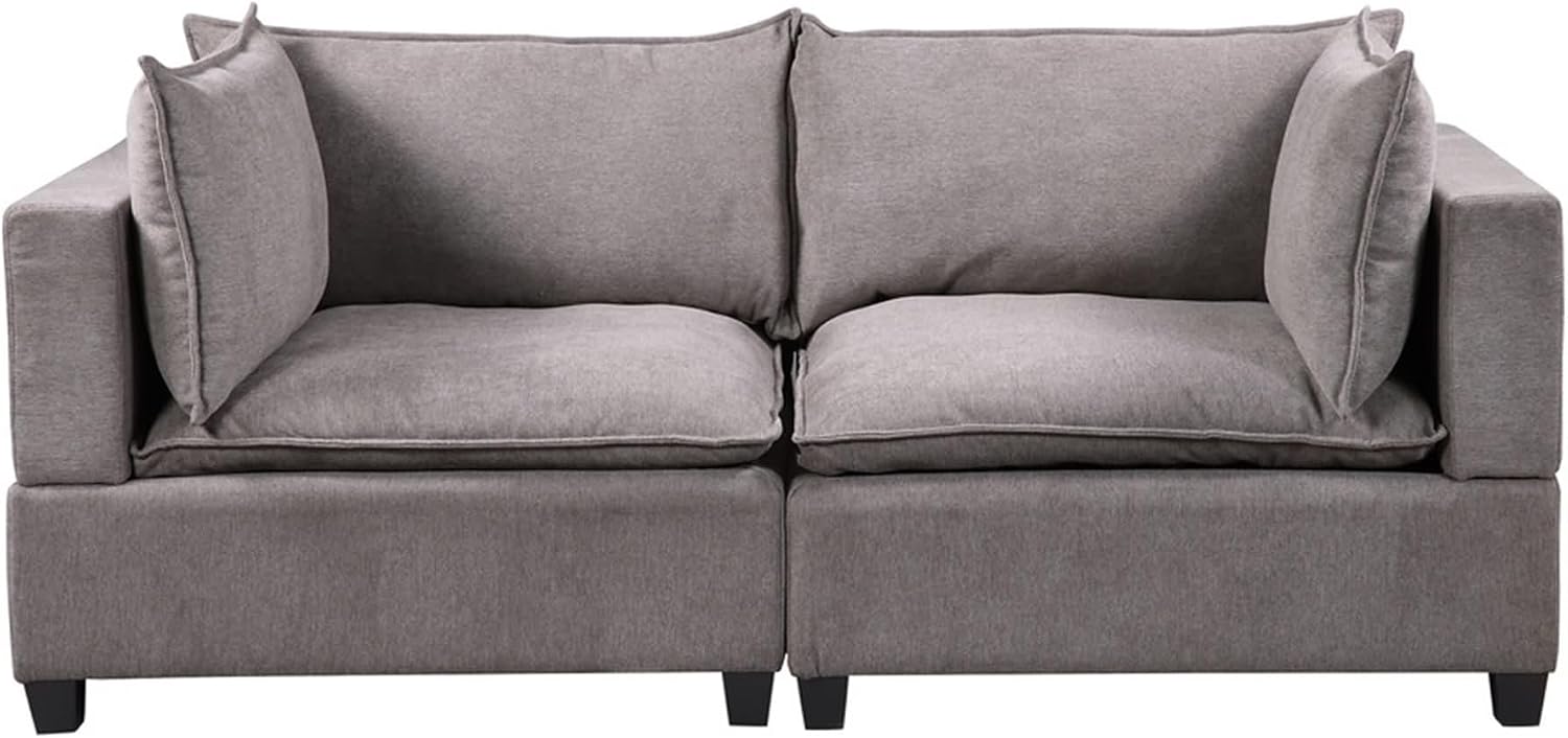 Daesar Love Seat Couches, Wood Frame, Light Grey Fabric Sofa Furniture for Small Space, Living Room, Bedroom, Studio, Apartment