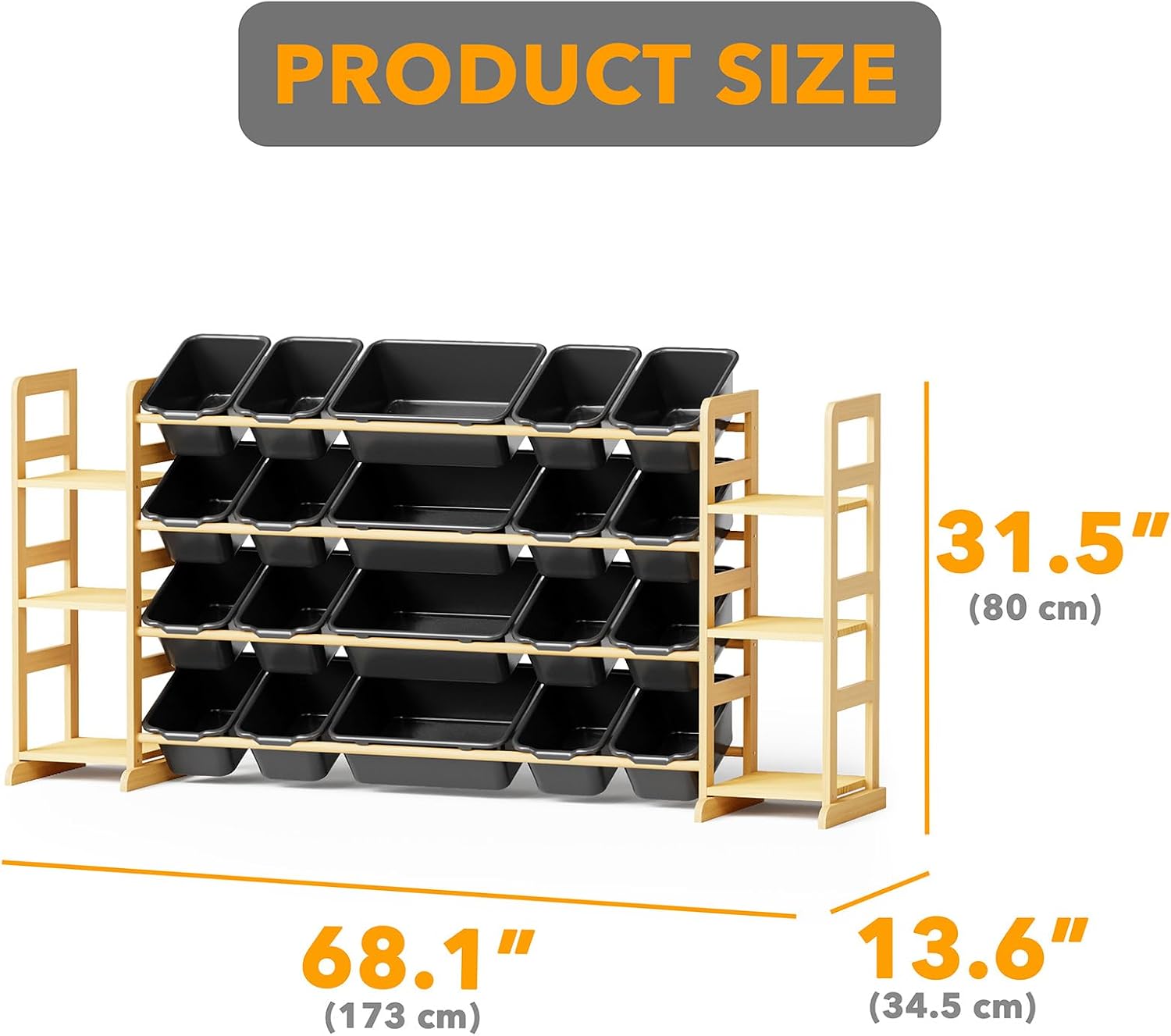 SpaceAid Toy Storage Organizer with 6 Shelves and 20 Bins, Toy Organizers Storage Bookshelf, Kids Bin Shelf Toys Box Bookcase for Bedroom Playroom Organization Room Decor, True Black