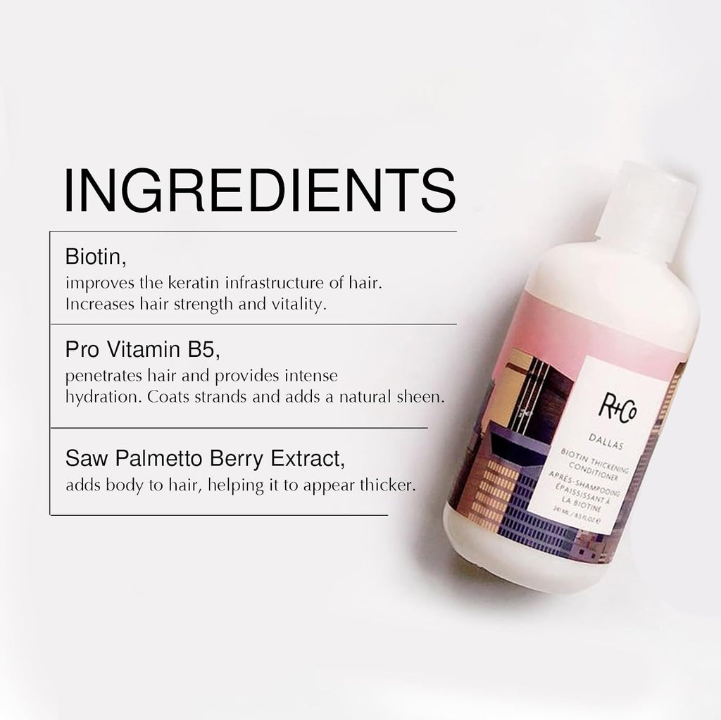 R+Co Dallas Biotin Thickening Shampoo and Conditioner Liter Set– Volumizing Formula for Fine, Thin Hair – Adds Strength, Body & Fullness – Sulfate-Free, Vegan & Cruelty-Free – 33.8oz (Pack of 2)