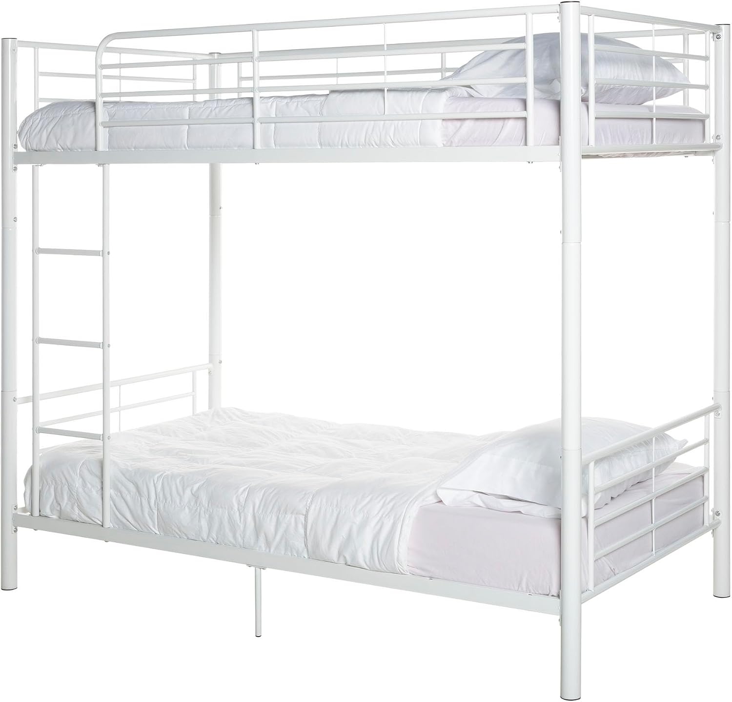 Walker Edison Elodie Urban Industrial Twin Over Twin Metal Bunk Bed, Twin Over Twin, White