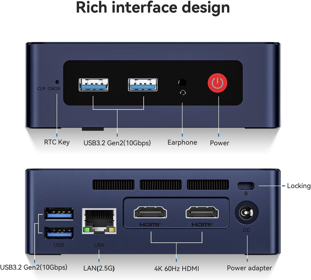 Beelink MINI S12 Mini PC with N95 Processor, 8G DDR4 480G SSD Mini Desktop PC, WiFi5, BT4.2, Dual HDMI, 2.5G LAN W-11 Home WMini Computer