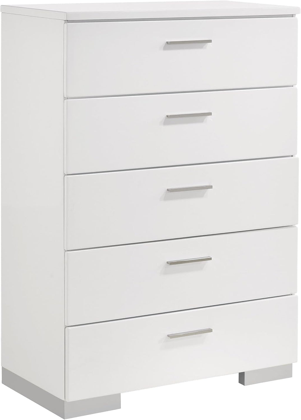 GOWE Dulcey White High Gloss 5-Piece Full Bedroom Set