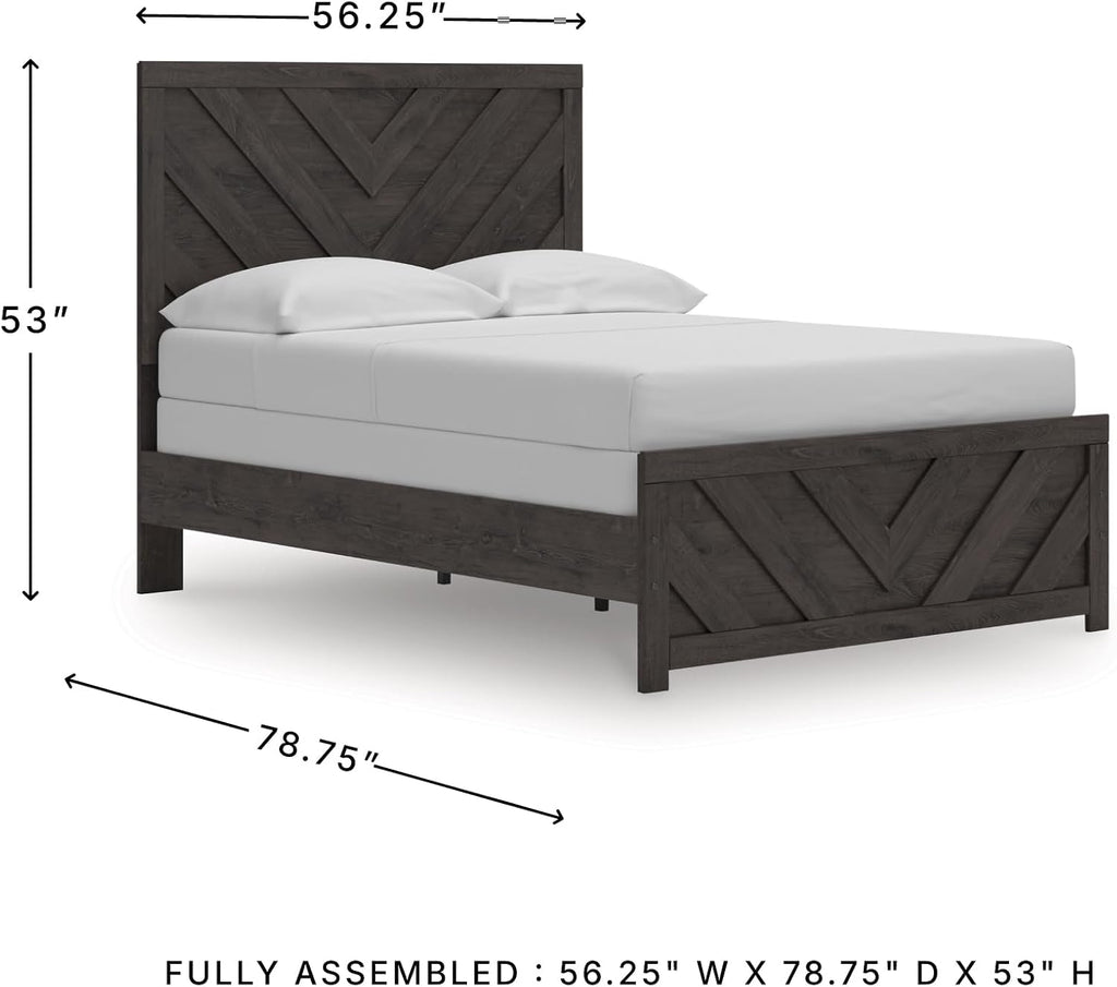 Signature Design by Ashley Prendonea Farmhouse Full Panel Bed, Foundation or Box Spring Needed, Gray