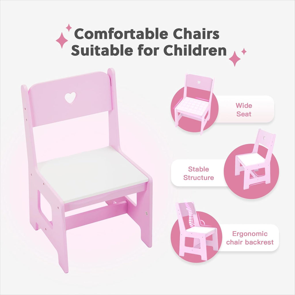 Frogprin Kids Vanity with Lights and Chair, Princess Makeup Vanity Desk with Mirror Bookshelf Storage Cabinet,3 in 1 Toddler Vanity Table,Makeup Dressing Table,Pretend Play Vanity for Little Girl-Pink