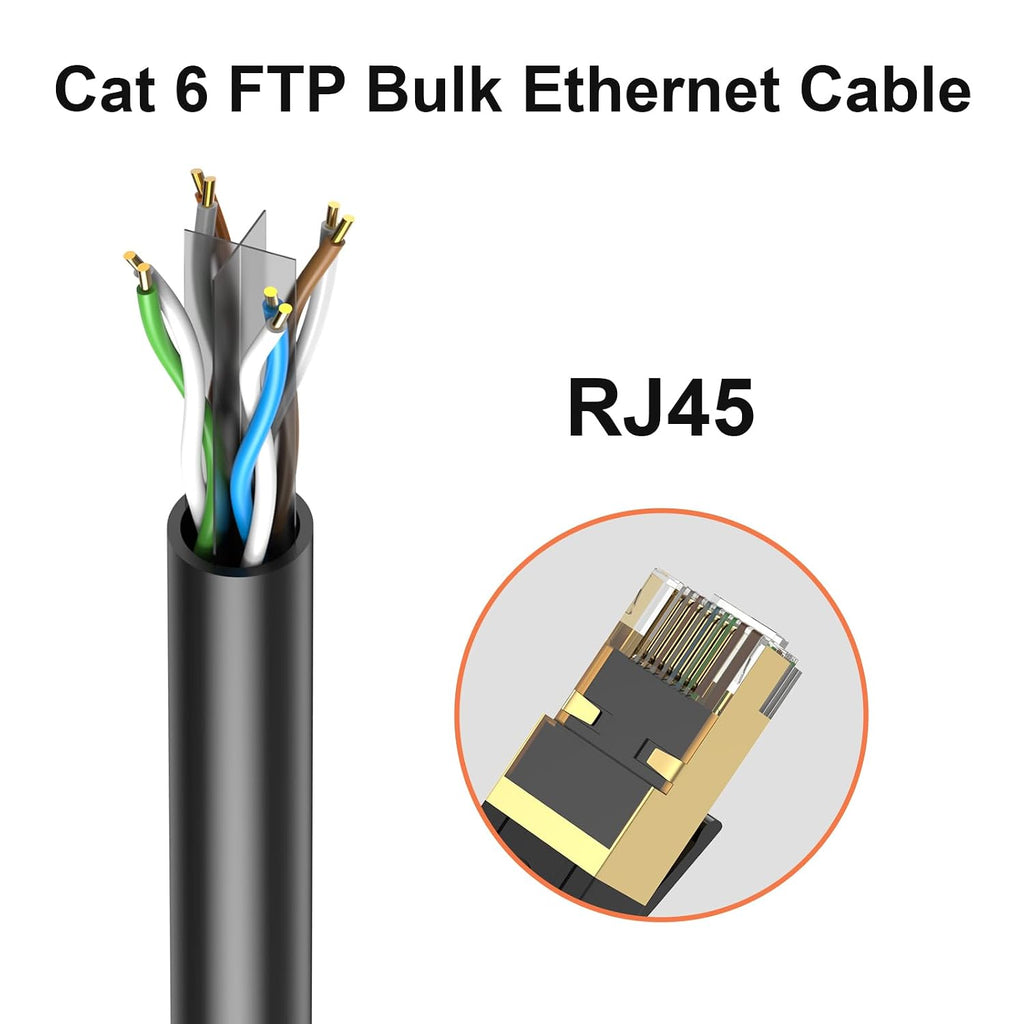 Cat6 Ethernet Cable 1500ft Bulk, Outdoor/Indoor 26AWG UTP Network Wire, 550MHz, Waterproof & UV Resistant, Direct Burial Rated, Cut-to-Length Cable for Security Cameras, Office (No Connectors)