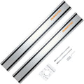 POWERTEC 72210 110' Track Saw Guide Rail Joining Set for Milwaukee Track Saws Includes 2x55 Guide Rails with Connectors, and Guide Rail Adapter for Fixed Base DeWalt, Makita & Milwaukee Trim Routers