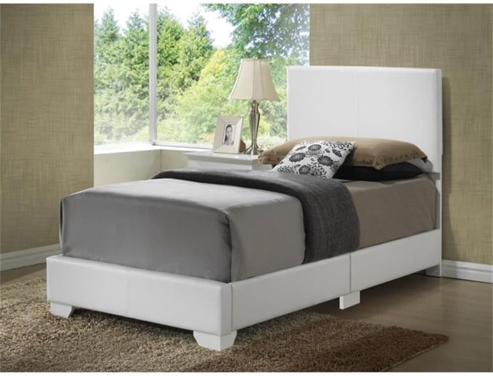 Glory Furniture Aaron Faux Leather Upholstered Twin Bed in White