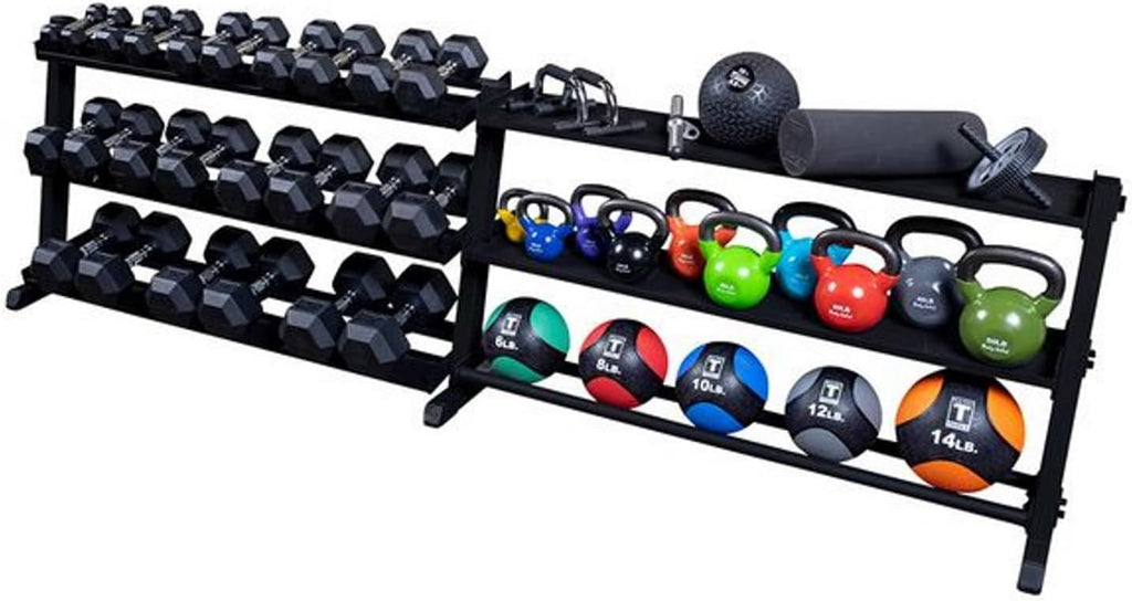 Body-Solid (GDR60B) 2-Tier Dumbbell Rack Stand Only, Heavy-Duty Dumbell Weight Storage Racks for Hand Weights, Home Gym Organizer Can Hold 5-50 lbs. Dumbbells