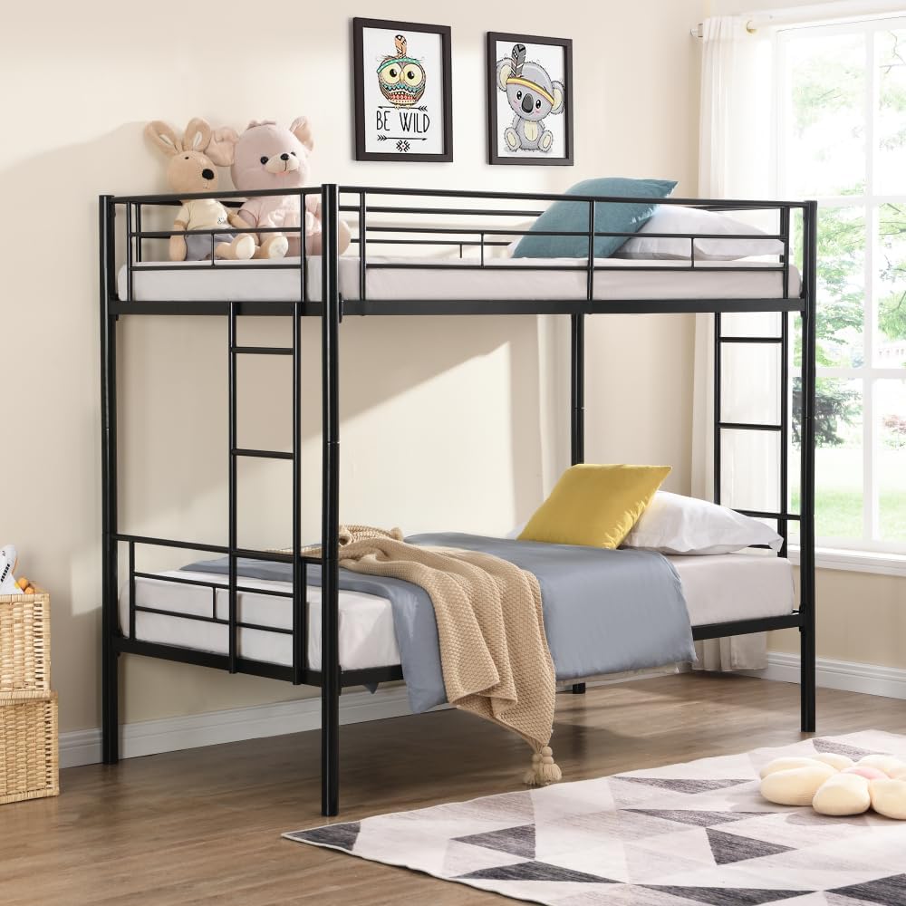 BUNK Bed Pink Twin Over Twin (Black + Metal)