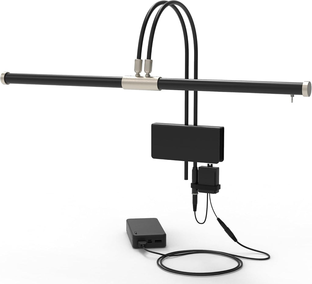 Cocoweb 22' Battery Powered Grand Piano Lamp in Satin Nickel - LED, Adjustable, Quality Lighting