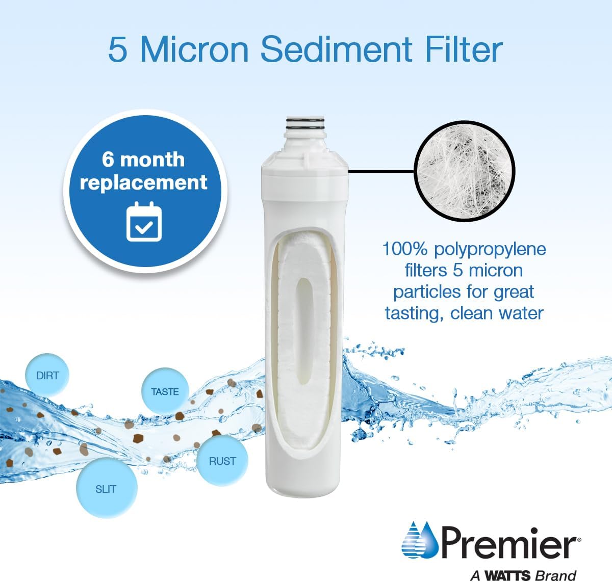 Watts Premier RO 4-Pack Filter Kit for 4 Stage Pure Plus/Zero Plus Reverse Osmosis System, Push Button Water Filter Replacement, Sediment, Carbon Pre- & Post, and Membrane Variants Included