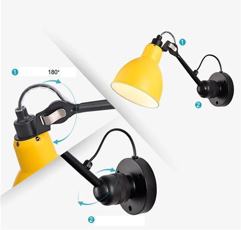 Wall Sconces, Nordic Modern Wall Lamp Beside Bedroom Study Living Room Ajustable Mechanical Arm Light LED Wandlamp Luminaria Sconce(Yellow)