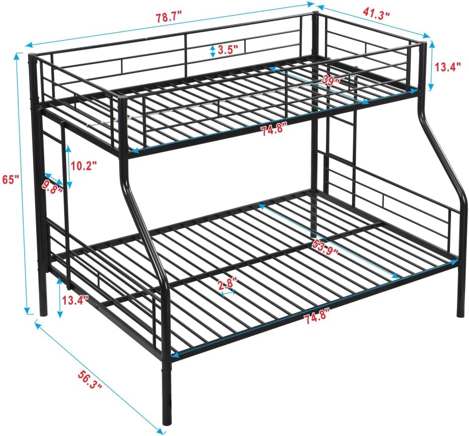 BUNK Bed Pink Twin Over Twin (Black + Metal-2)
