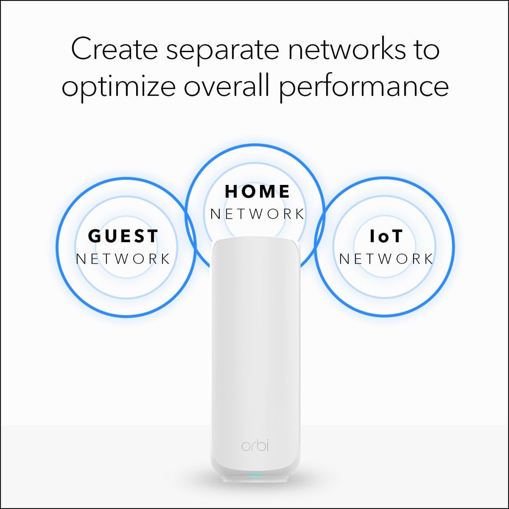 NETGEAR Orbi 370 Series Dual-Band WiFi 7 Mesh System for Home (RBE373) – Wireless Router (no Modem) + 2 Extenders, Security Features, 5 Gbps, Covers 6,000 sq.ft., 70 Devices, 2.5GB Port, BE5000