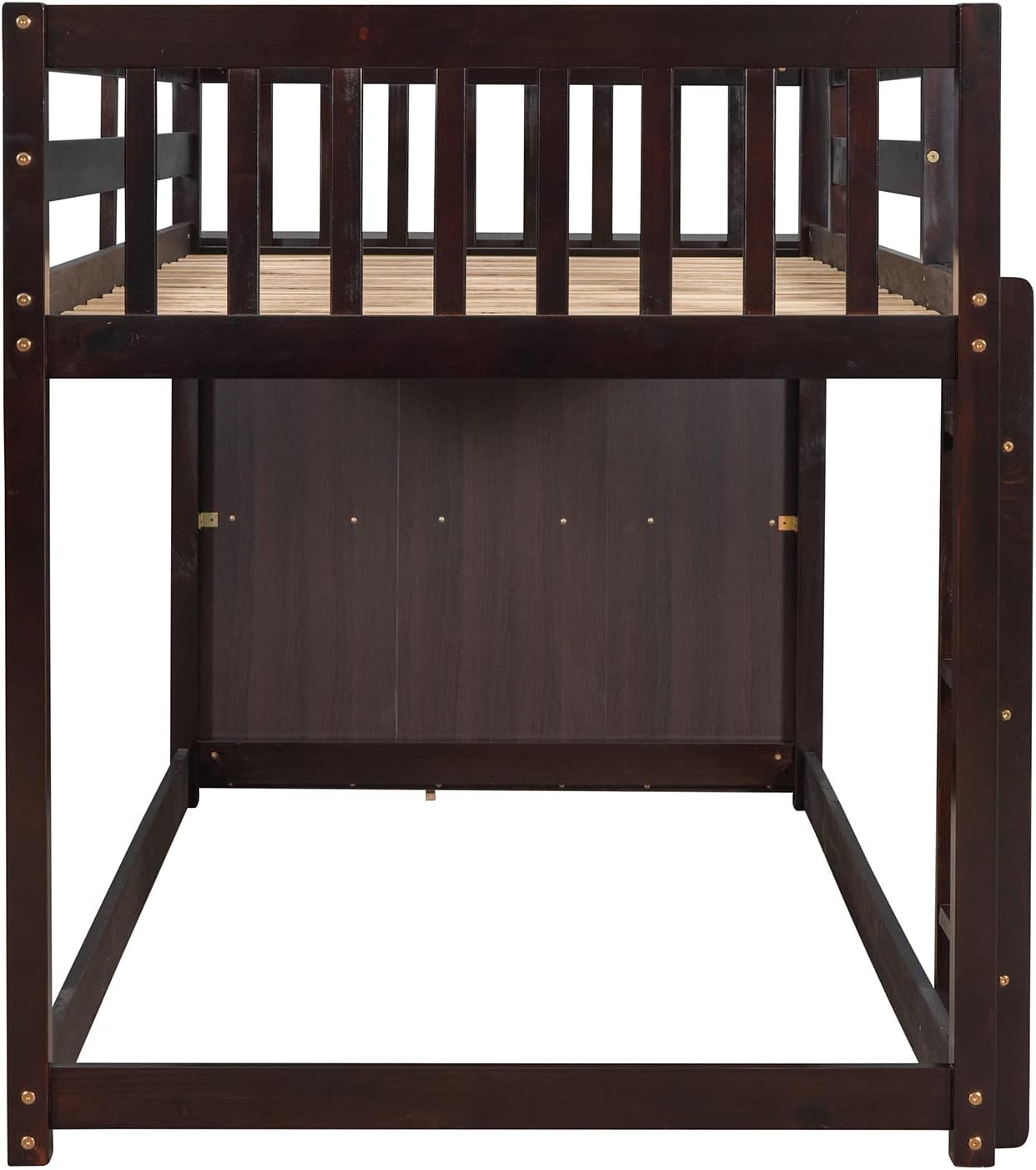 Twin-Over-Twin Size Bunk Bed, Bedroom Furniture Pine Wood Bed Frame with Storage Drawers and Open Shelves, Drawers and Shelves Set Can Be Moved, for Kids & Teens (Espresso)