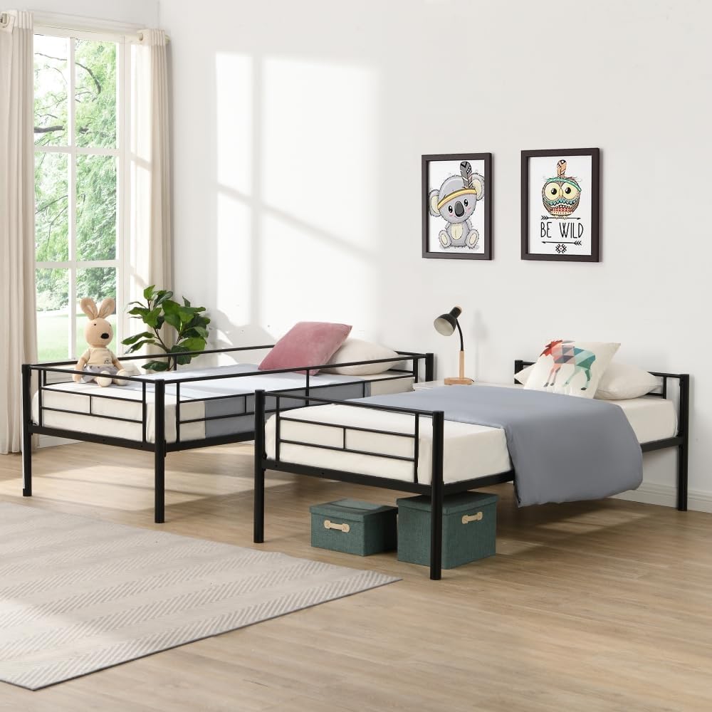 BUNK Bed Pink Twin Over Twin (Black + Metal-1)