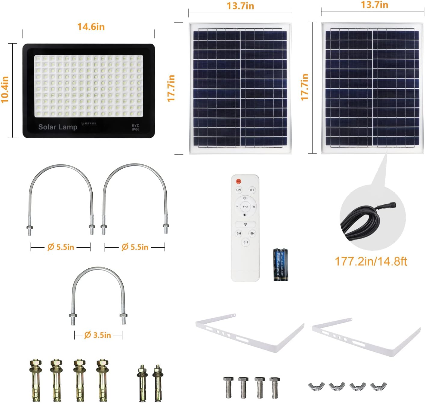 400W Solar Security Flood Lights,LED Street Light Outdoor IP66 Waterproof with Remote Control Parking Lot Lights for Yard, Garden, Swimming Pool, Pathway, Basketball Court, Arena