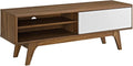 Modway Envision Mid-Century Modern 44 Inch TV Stand, Walnut White