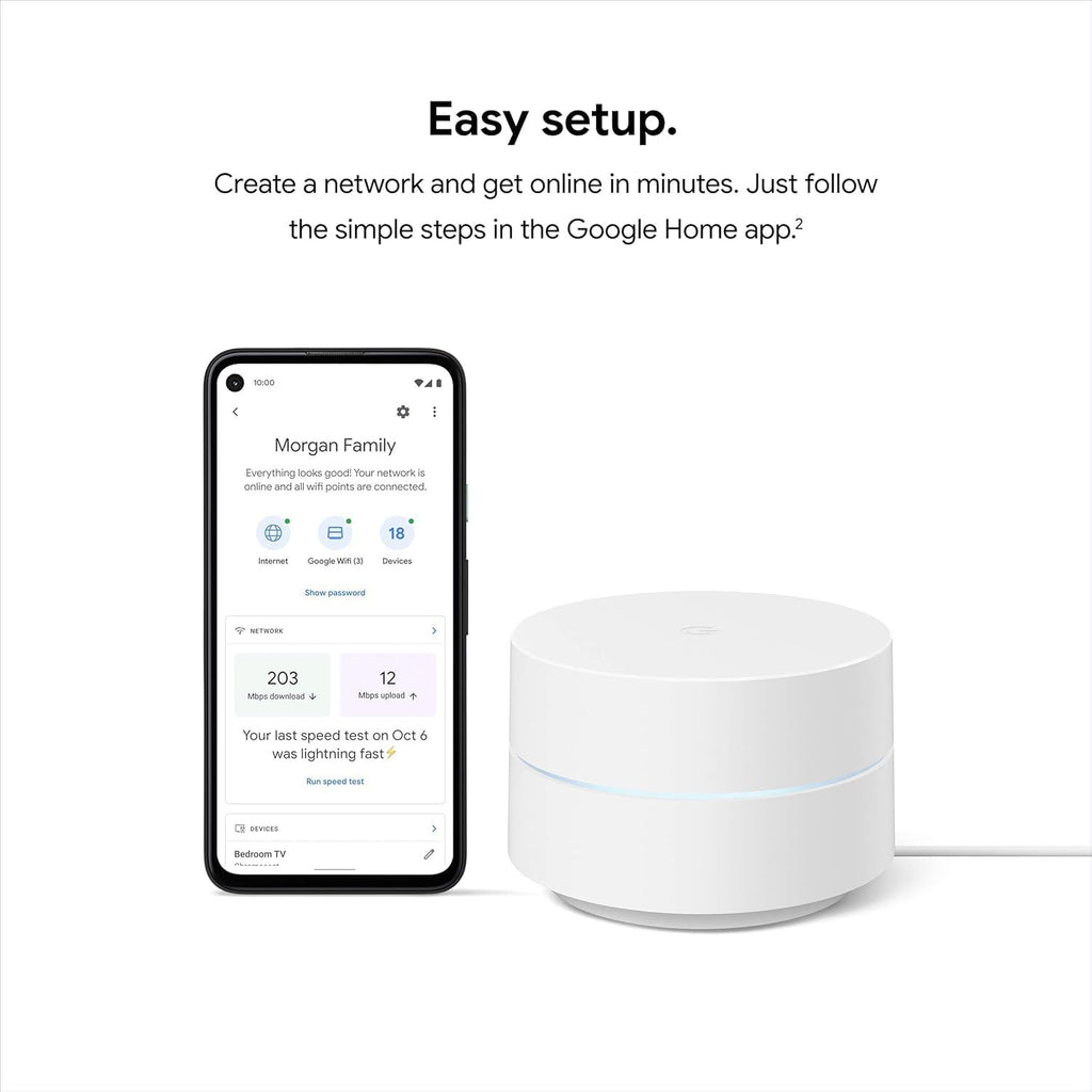 Google WiFi - AC1200 - Mesh WiFi System - WiFi Router - 4500 Sq Ft Coverage - Non-Retail Packaging - 3 Pack - Snow