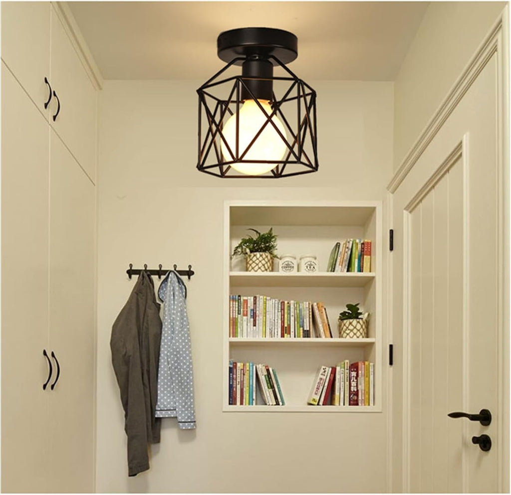 Chandelier, V-intage Ceiling Lights Iron Black Lamp Retro Cage Light Kitchen Fixtures Luminaria Lamparas De Techo Home Lighting(I Style)