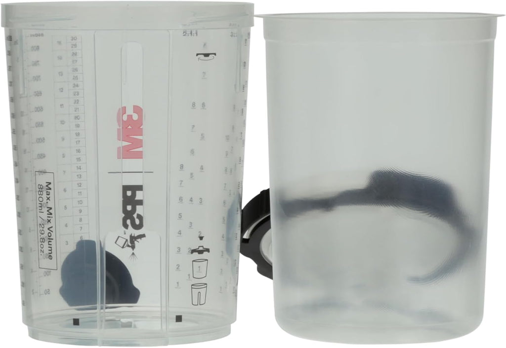 3M PPS 2.0 Spray Gun Cup, Lids and Liners Kit, 26024, Large, 28 Ounces, 200-Micron Filter, Use for Cars, Furniture, House and More, 1 Paint Cup, 50 Disposable Lids and Liners, 32 Sealing Plugs