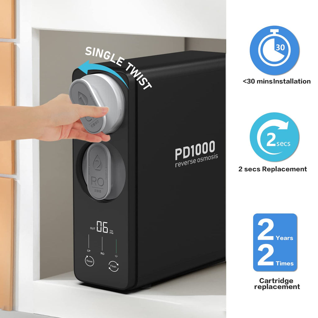Frizzlife 1000GPD Reverse Osmosis Water Filter, NSF/ASNI 58&53&42&372 Standard, Alkaline Mineral pH+ Reverse Osmosis System, 9-Stage Filtration Tankless RO, 2:1 Pure to Drain, Under Sink, PD1000-TAM4