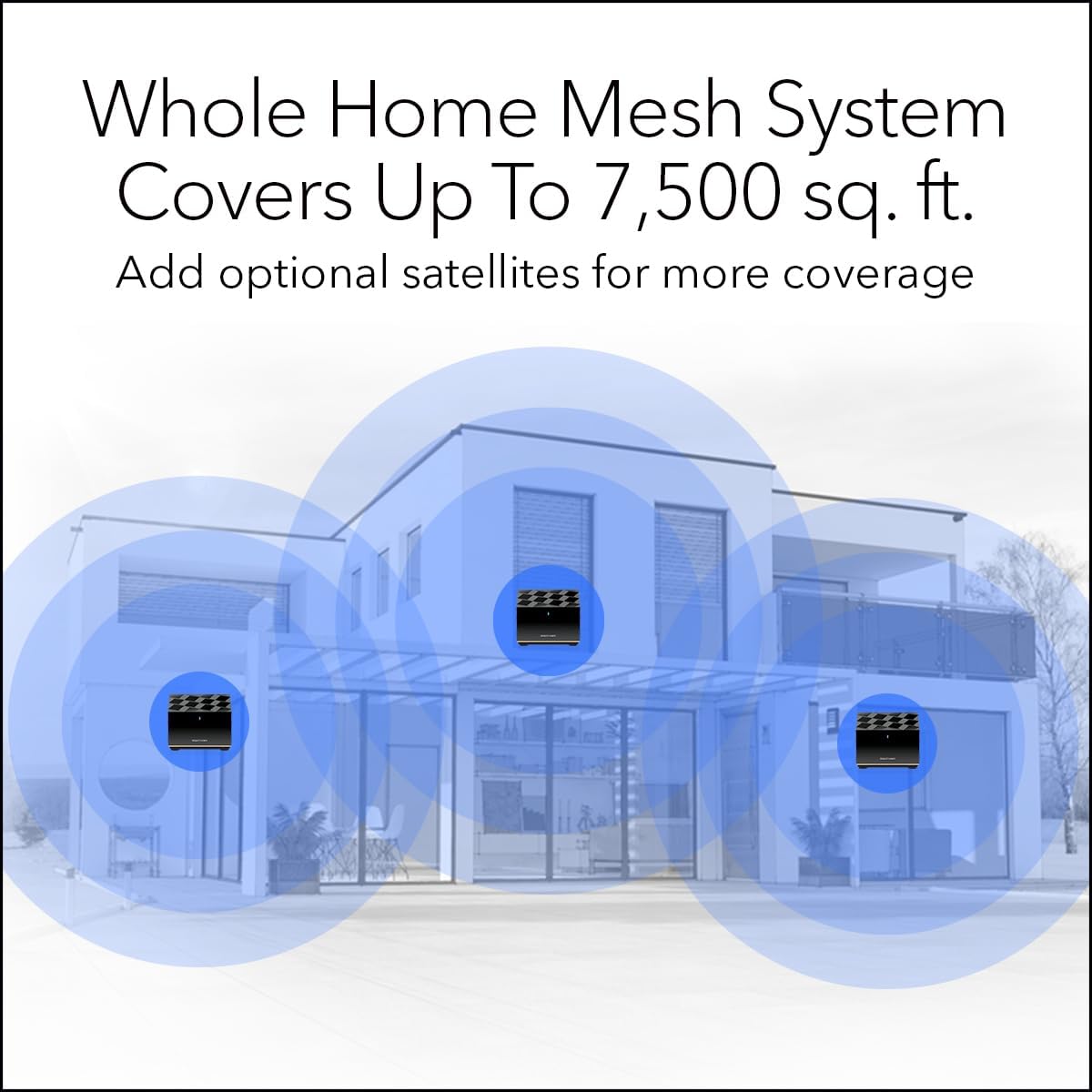 NETGEAR Nighthawk Tri-Band Whole Home Mesh WiFi 6E System (MK93S) – Router + 2 Satellite Extenders - 5.7Gbps Speed - Coverage up to 7,500 sq. ft., 100 Devices (Renewed)