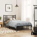 Twin Bed Frame Black Metal Platform Bed with Underbed Storage Modern Design for Bedroom Guest Room