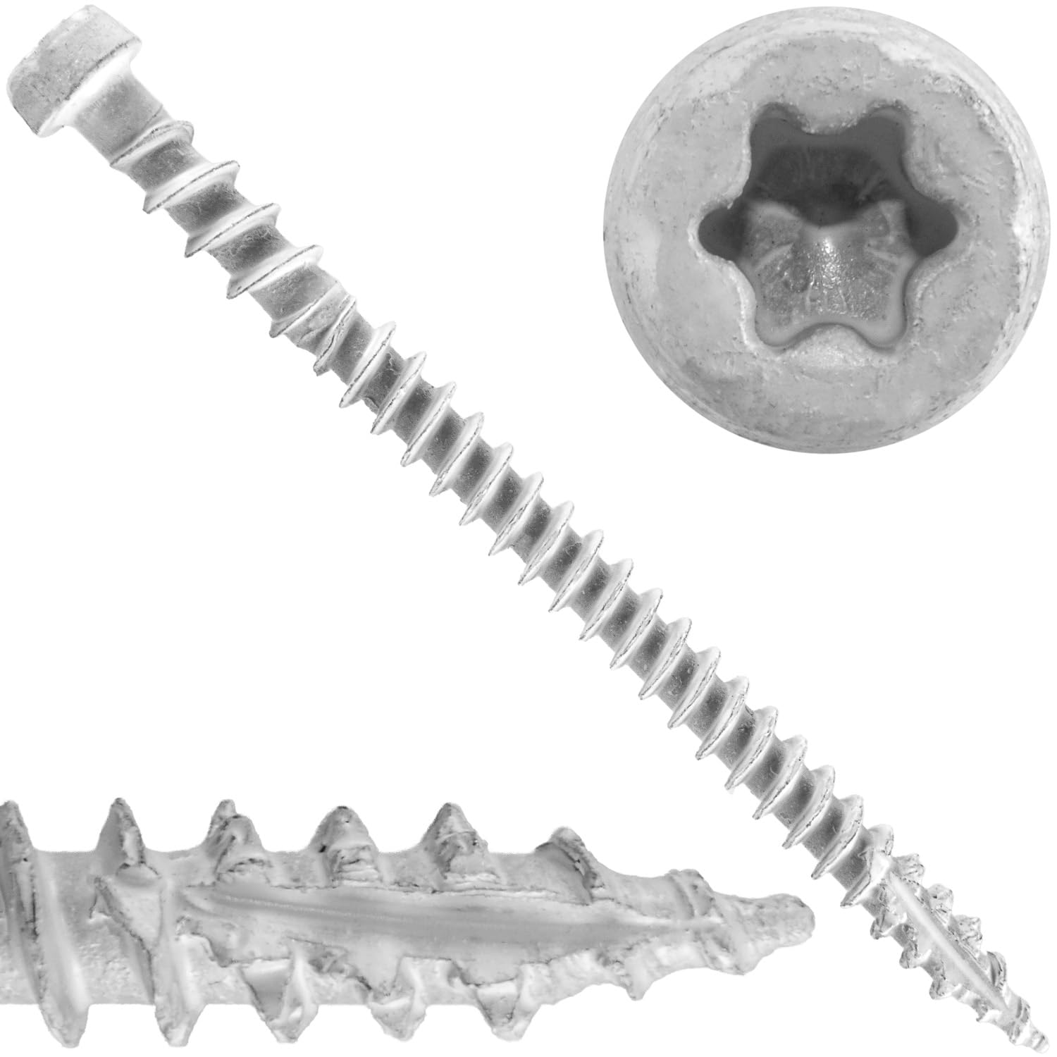 Jake Sales #10 x 2-3/4' White Colored Composite Decking Wood Screw with Torx/Star Drive Head - Exterior Coated - ACQ Lumber Compatible - 22 POUNDS ~1,750 Screws