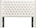 Madison Park Amelia Headboard King Wingback Upholstered - Hand-Tufted Button Detail, Double Nailhead Trim, Foam-Padded Durable Fabric, Adjustable Fit for Classic Bedrooms-Beige Velvet