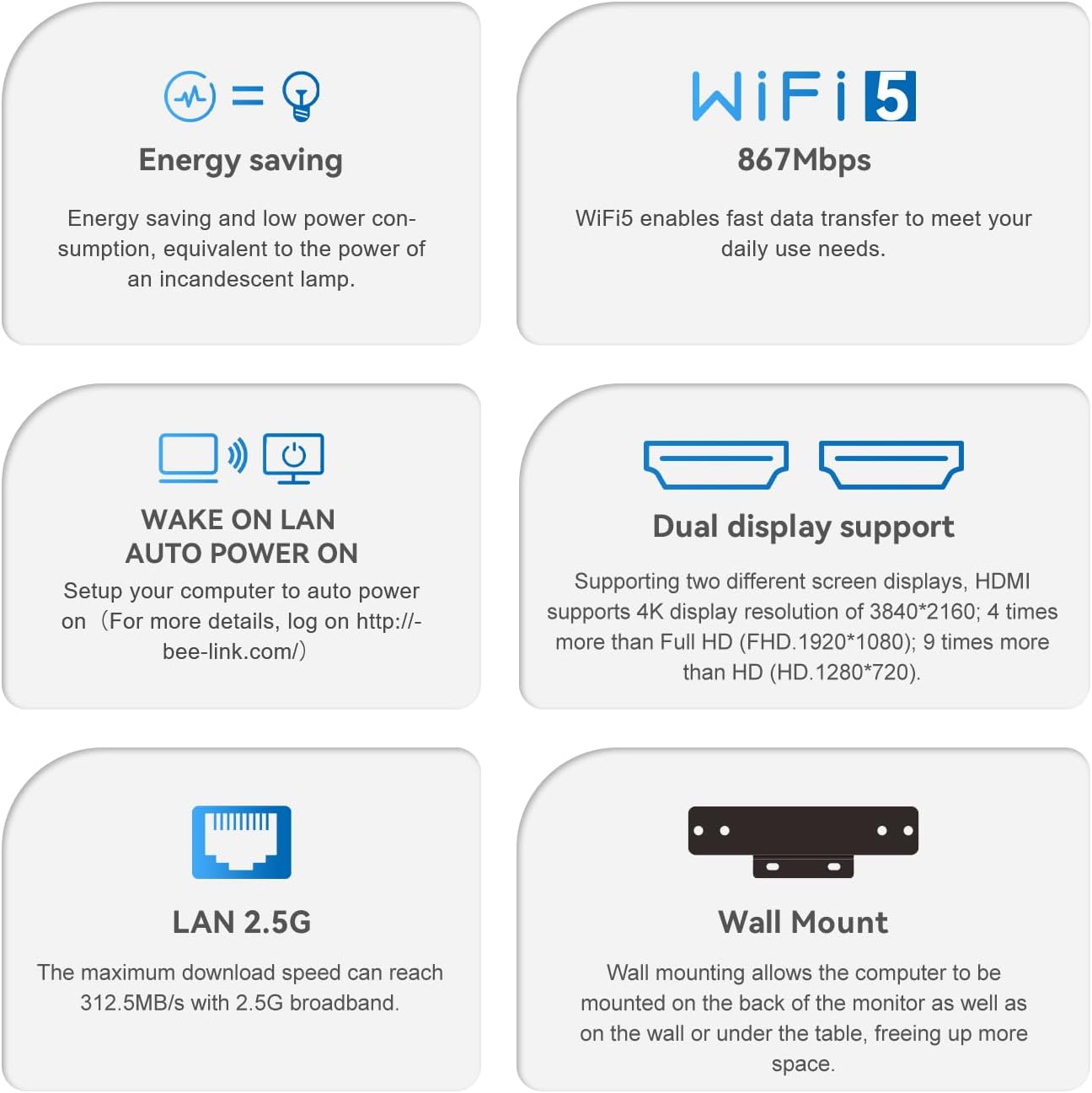 Beelink MINI S12 Mini PC with N95 Processor, 8G DDR4 480G SSD Mini Desktop PC, WiFi5, BT4.2, Dual HDMI, 2.5G LAN W-11 Home WMini Computer