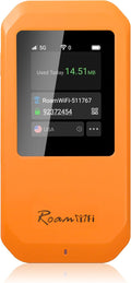 RoamWiFi 5G Mobile Hotspot WiFi6-4nm Chip | 10GB US/CA/MX + 1GB Global Internet Data (170+ Countries) | High-Speed for 16 Devices | 5000mAh Battery, 20H Standby, USB3.1, No SIM Needed Travel Wi-Fi