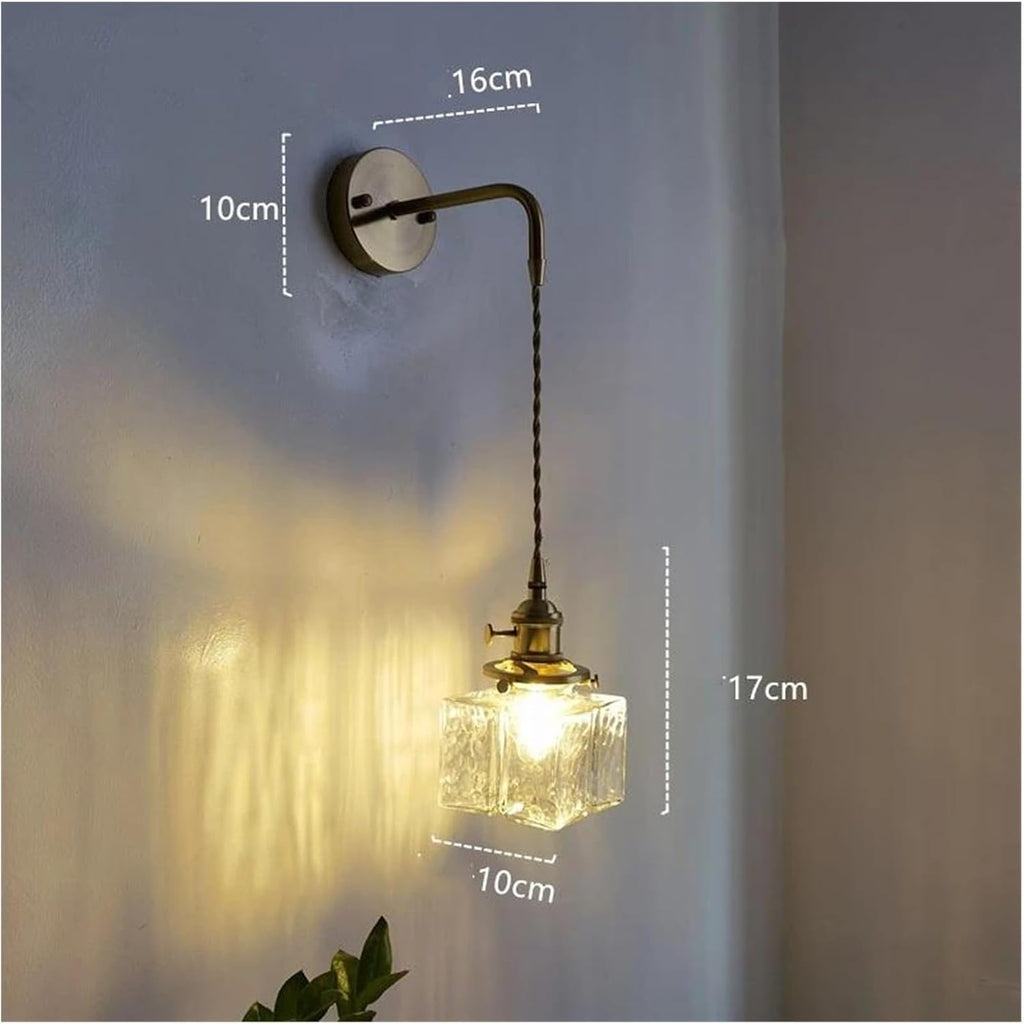 Wall Sconces, Glass LED Bathroom Mirror Light Copper Home Indoor Lighting Luminaria Bedroom Living Room Nordic Modern Wall Lamp Sconce(B)