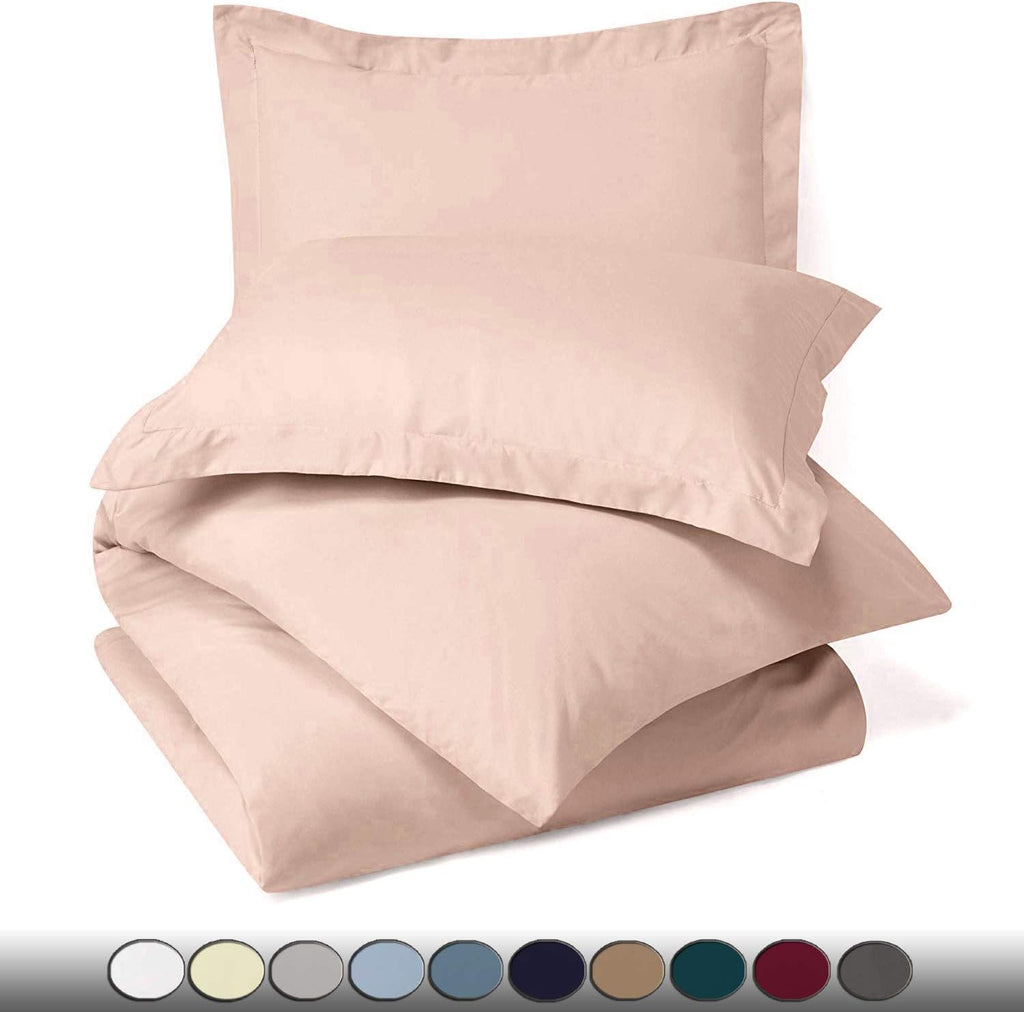 4 Piece Bed in a Bag Set 100% Egyptian Cotton 600 Thread Count Duvet Cover Pillow Shams & Fitted Sheet with Extra Deep Pocket Soft Bedding(Cal-King Size, Blush)