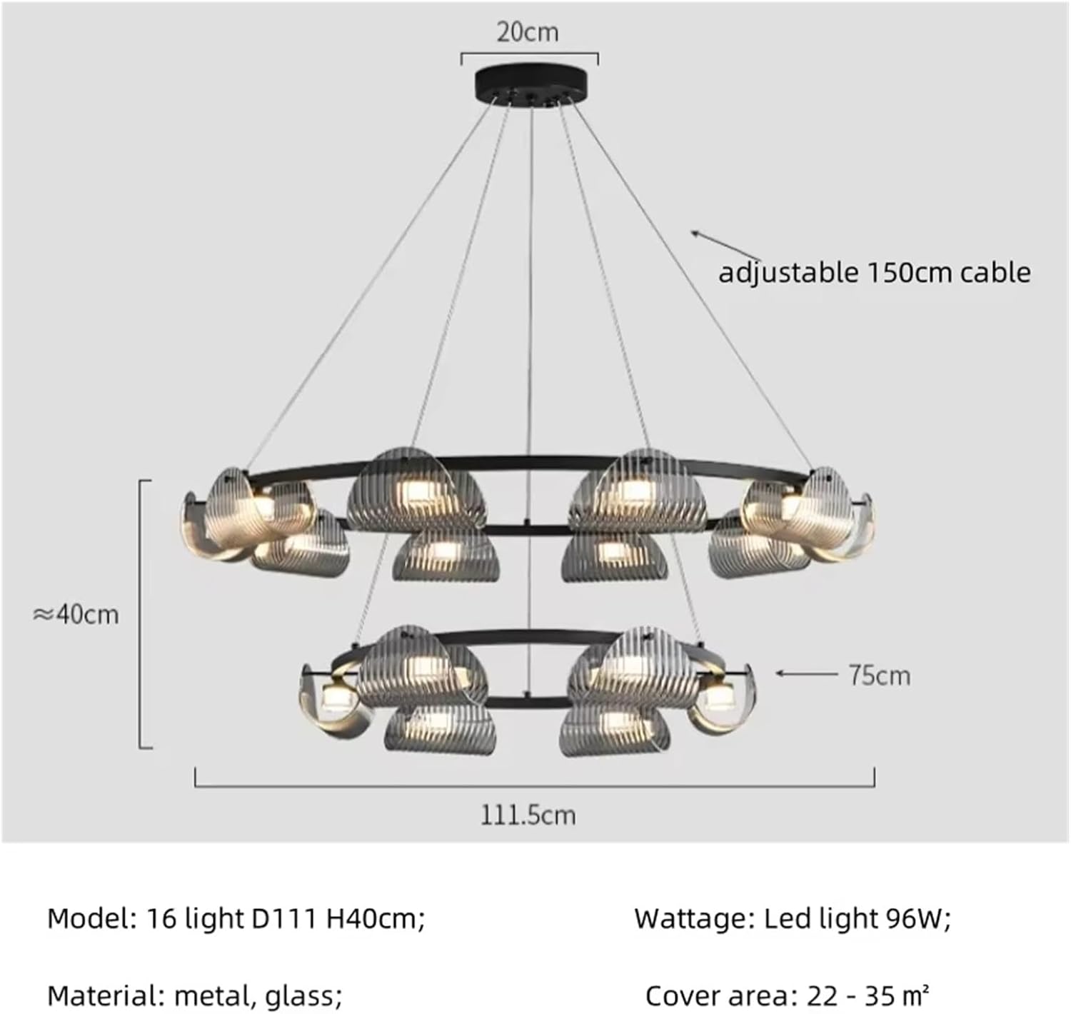 Black Led Pendant Lights Luxury Dining Room Gray Glass Chandelier Indoor Lighting Suspend Lamp Luminarias,Household