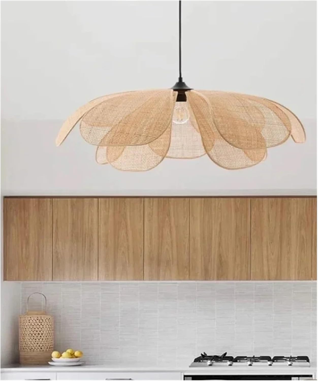Modern Chandelier, Japan E27 Handmade Rattan Pendant Lights for Living Room Chandelier Bar Loft Hanging Lamp Lustre Home Decor Luminarias(A Pendant D60cm,White)