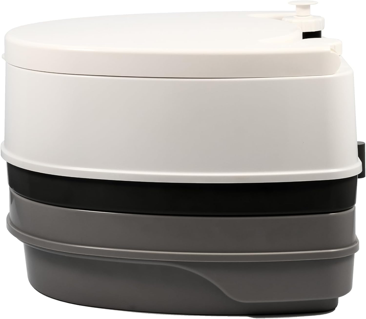 Camco RV Premium Travel Toilet - Features a 5.3-Gallon Detachable Holding Tank, Pump Flush Design & Spring-Loaded Latch (41535)