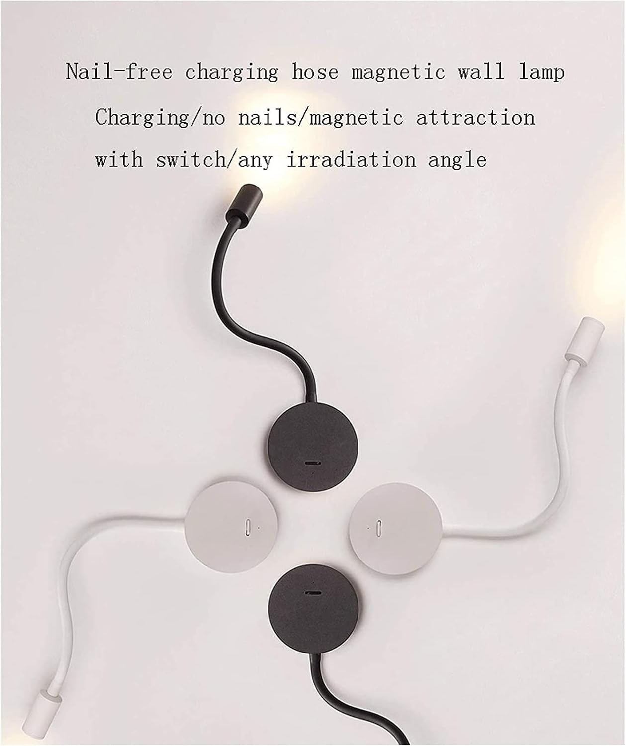 Wall Lamp Light Headboard Reading Lamp, Dimmable Bedside LED Book Light for Reading in Bed, No Drilling No Damage to Wall, Minimalist Flexible Gooseneck Spotlight Task Light With USB Charger Wall Ligh