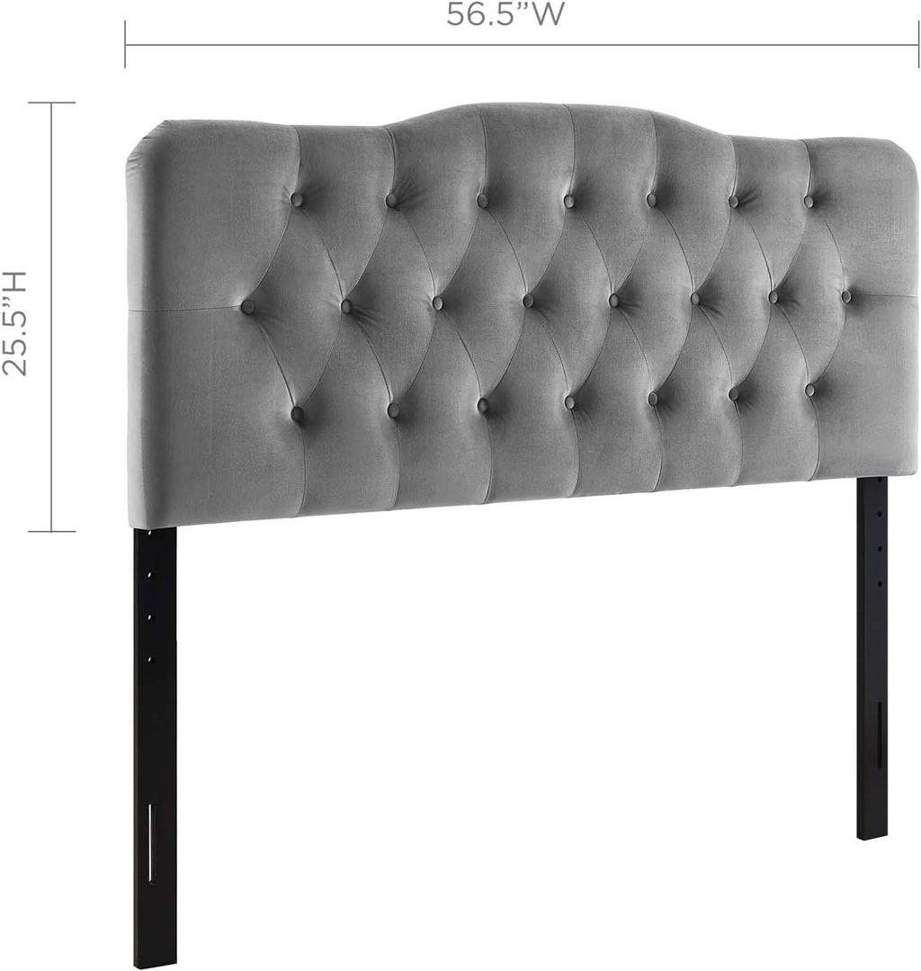 Modway Annabel Diamond Tufted Performance Velvet Full Headboard in Gray
