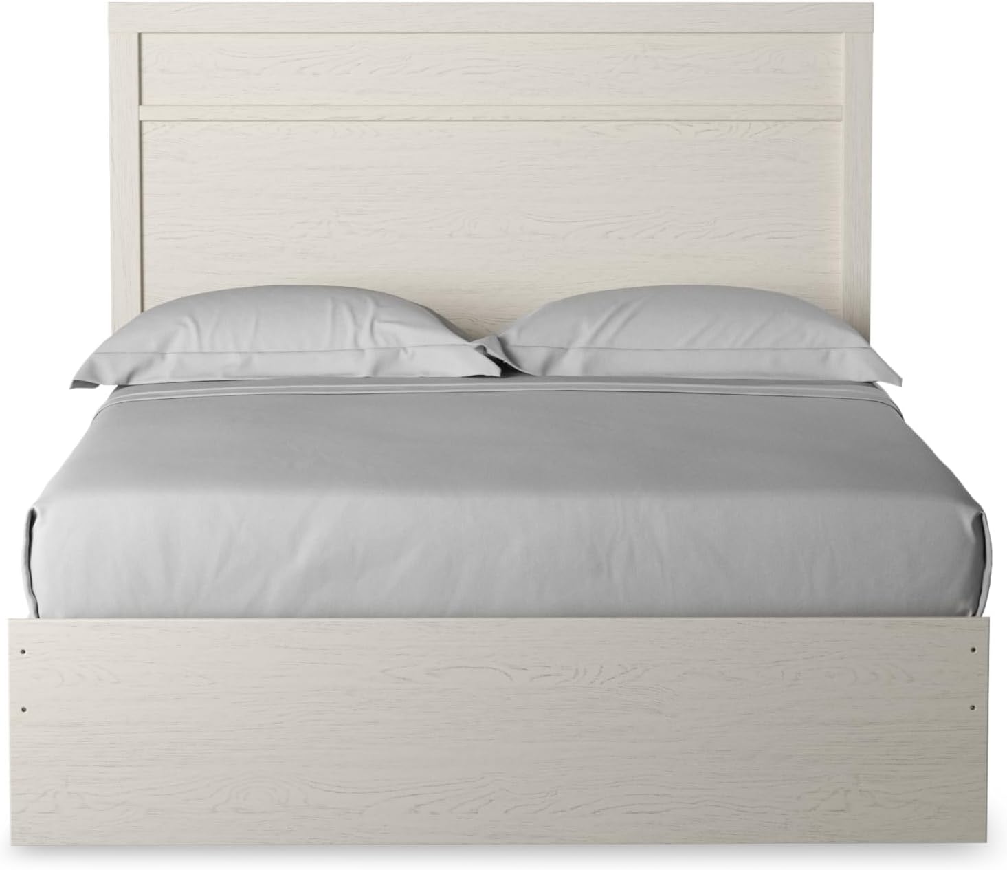 Signature Design by Ashley Stelsie Vintage Queen Panel Bed with Metal Slats, Foundation or Box Spring Needed, White