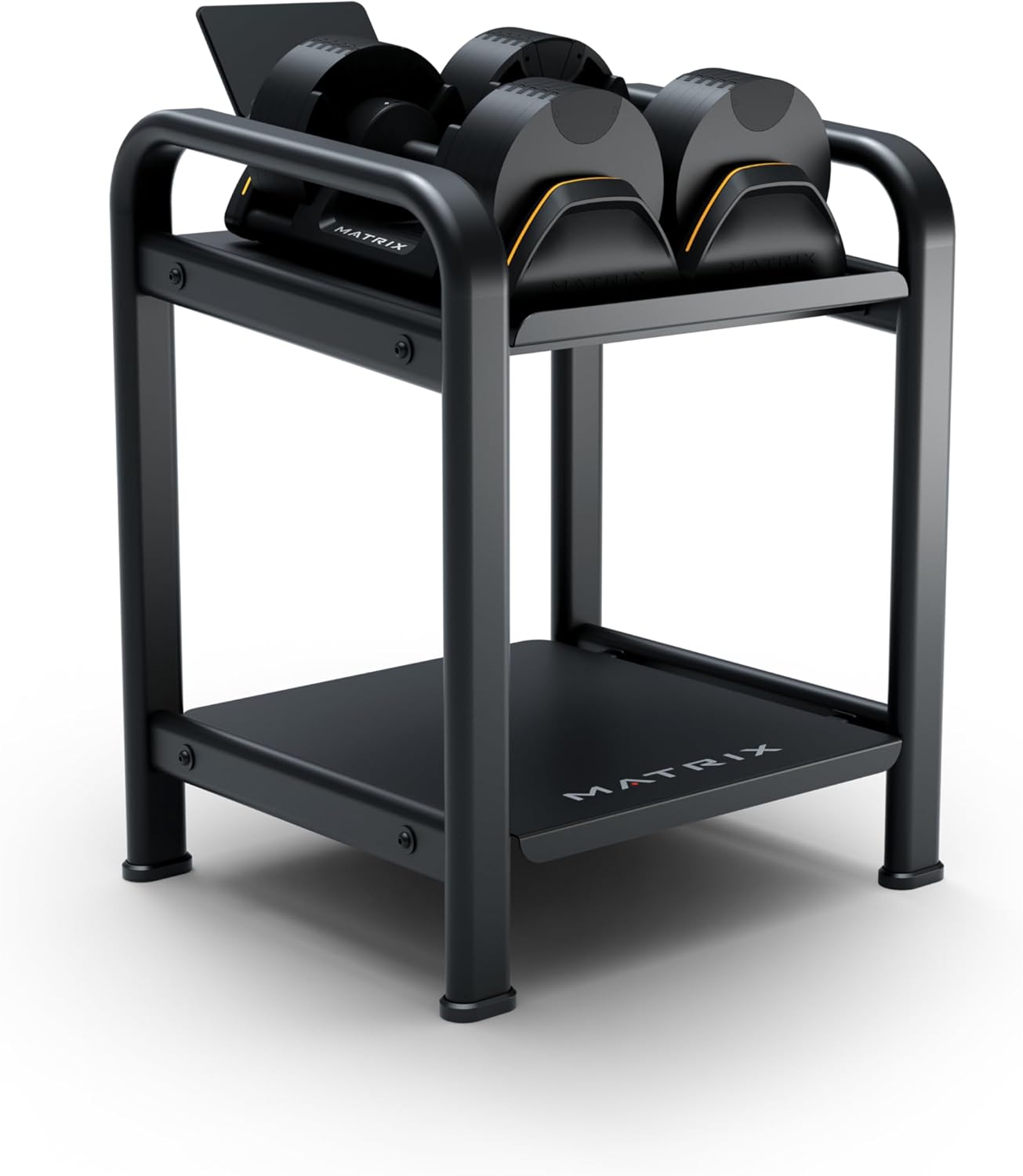 Matrix Fitness Dumbbell Storage Rack | Organized Gym Equipment with Easy Dumbbell Access and Accessory Storage | Integrated Device Holder for Added Functionality