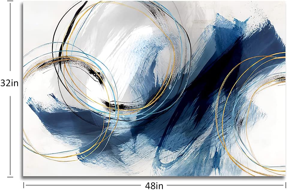 Wall Art Canvas Abstract Art Paintings Blue Fantasy Colorful Graffiti on White Background Modern Artwork Decor for Living Room Bedroom Kitchen 48x32in